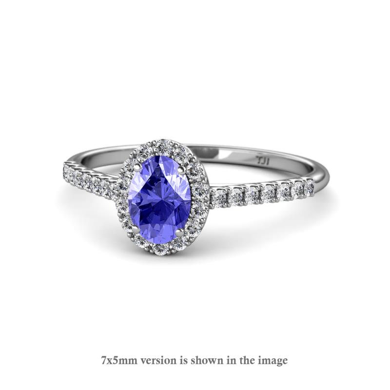 Marnie Desire Oval Cut Tanzanite and Diamond Halo Engagement Ring 