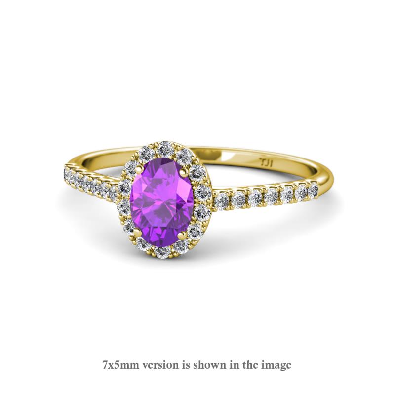 Marnie Desire Oval Cut Amethyst and Diamond Halo Engagement Ring 
