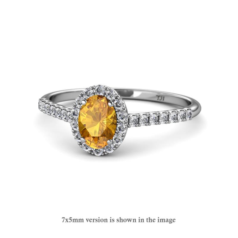 Marnie Desire Oval Cut Citrine and Diamond Halo Engagement Ring 