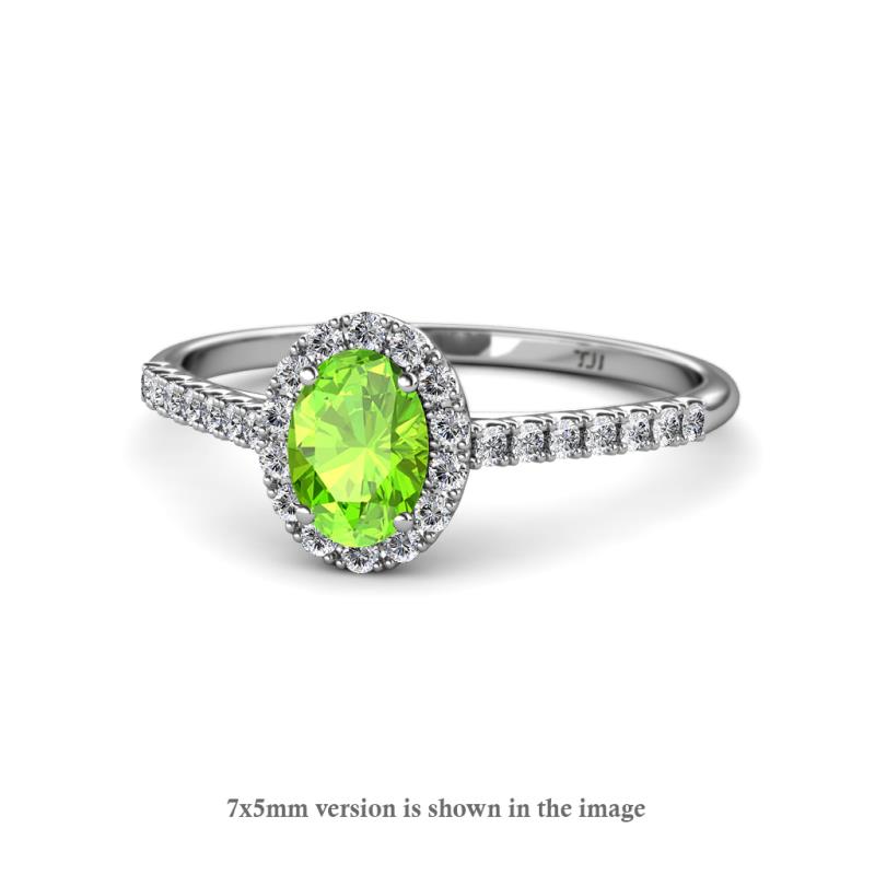 Marnie Desire Oval Cut Peridot and Diamond Halo Engagement Ring 
