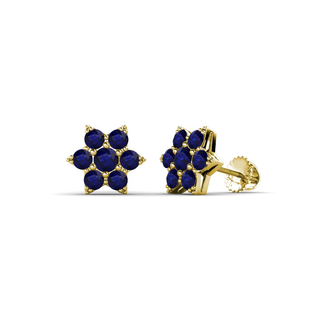 Amora Blue Sapphire Flower Earrings 