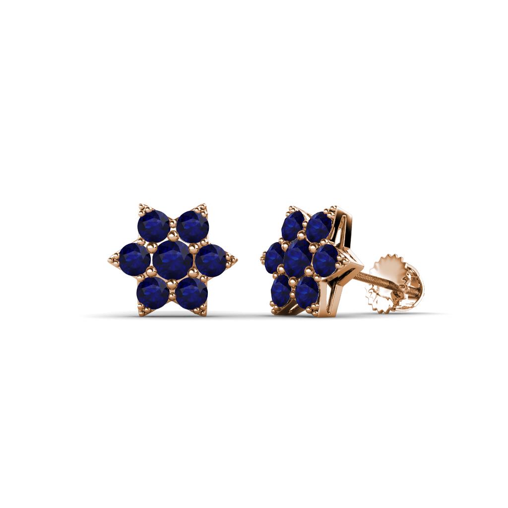 Amora Blue Sapphire Flower Earrings 