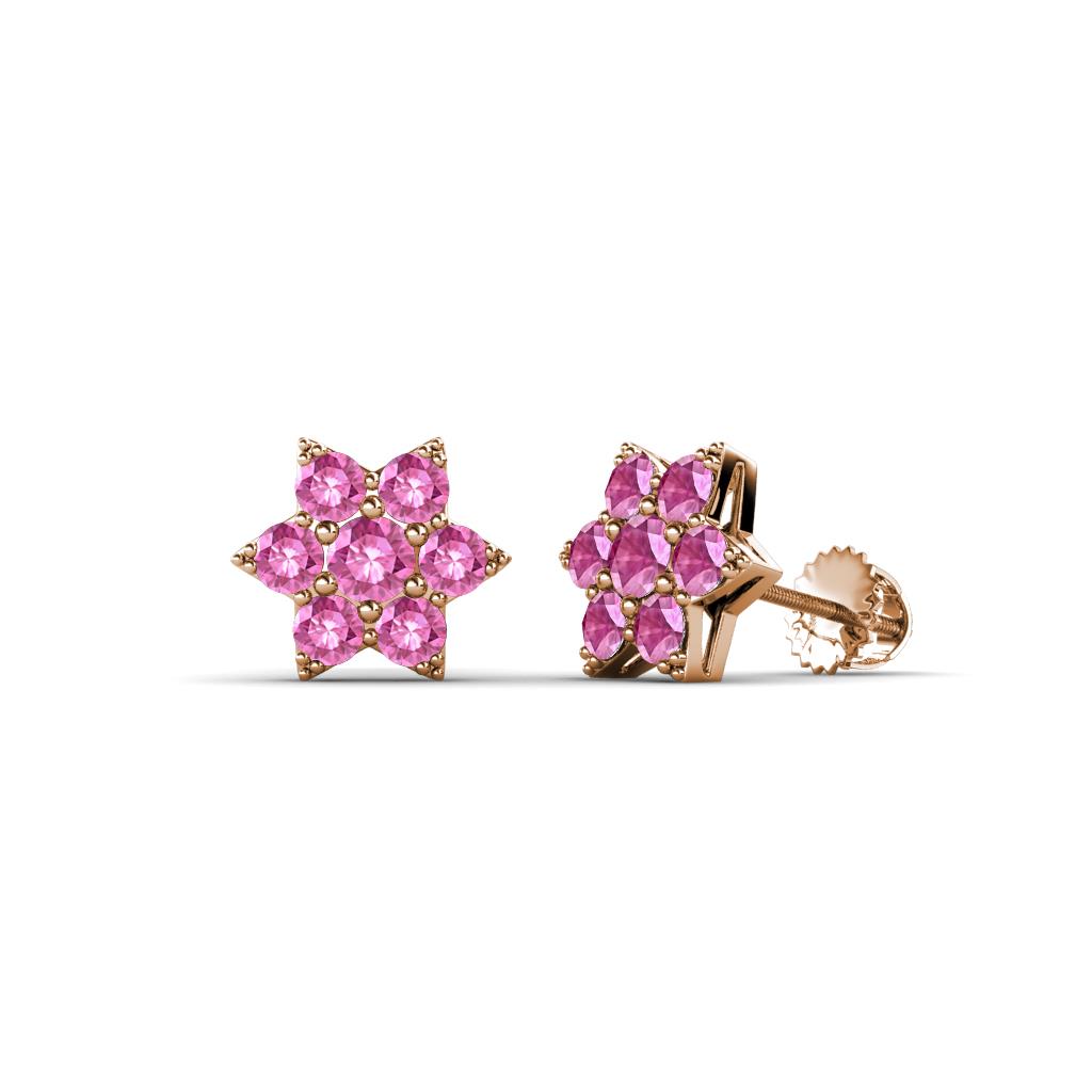 Amora Pink Sapphire Flower Earrings 