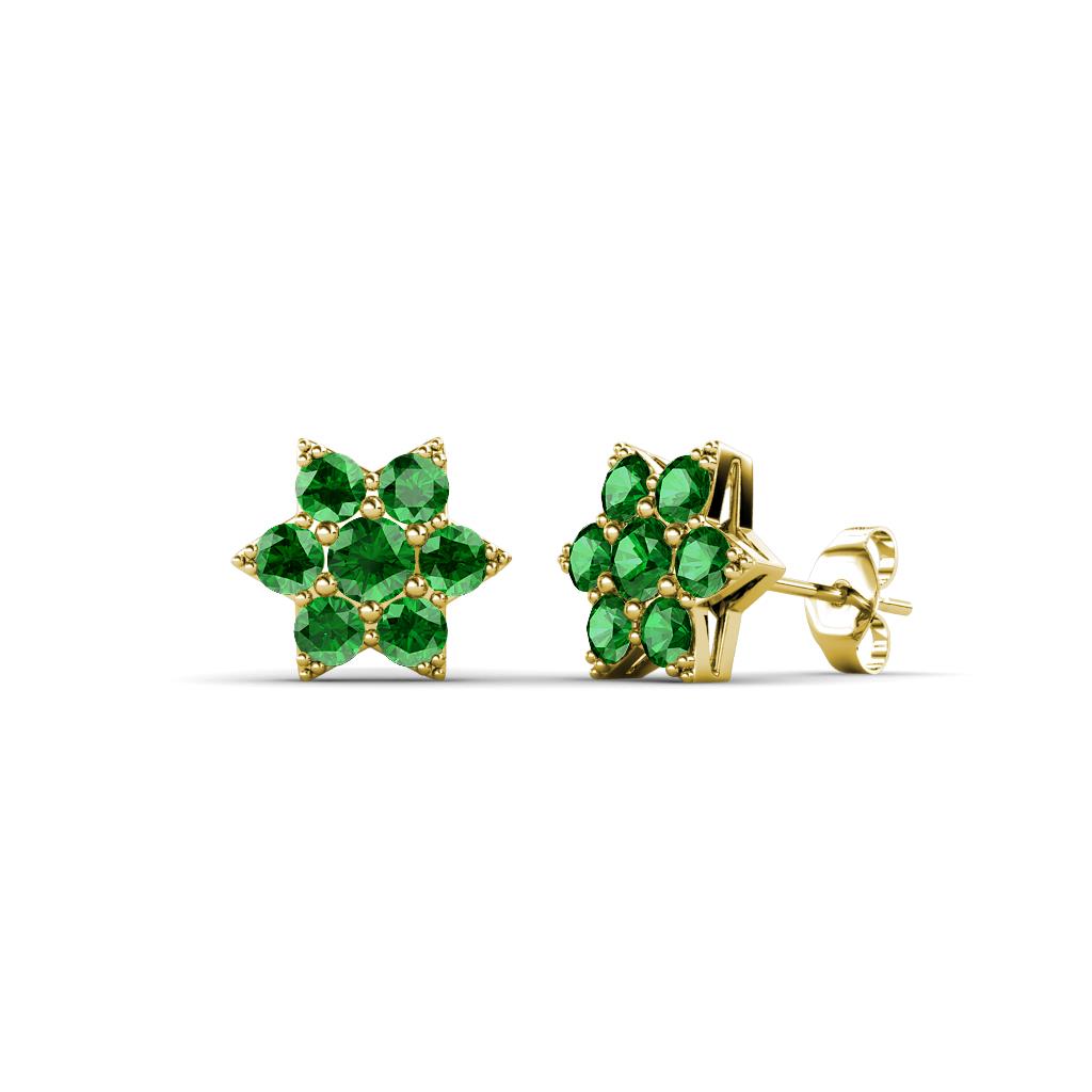 Amora Green Garnet Flower Earrings 