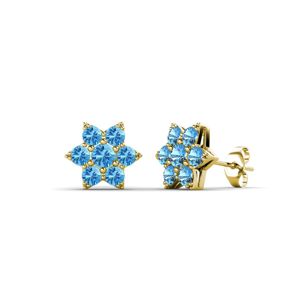 Amora Blue Topaz Flower Earrings 