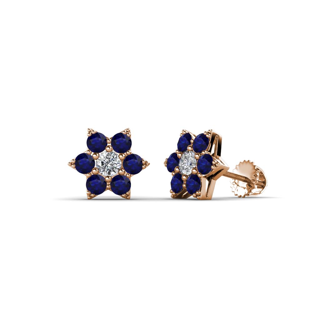 Amora Diamond and Blue Sapphire Flower Earrings 