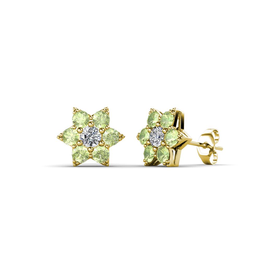 Amora Diamond and Peridot Flower Earrings 