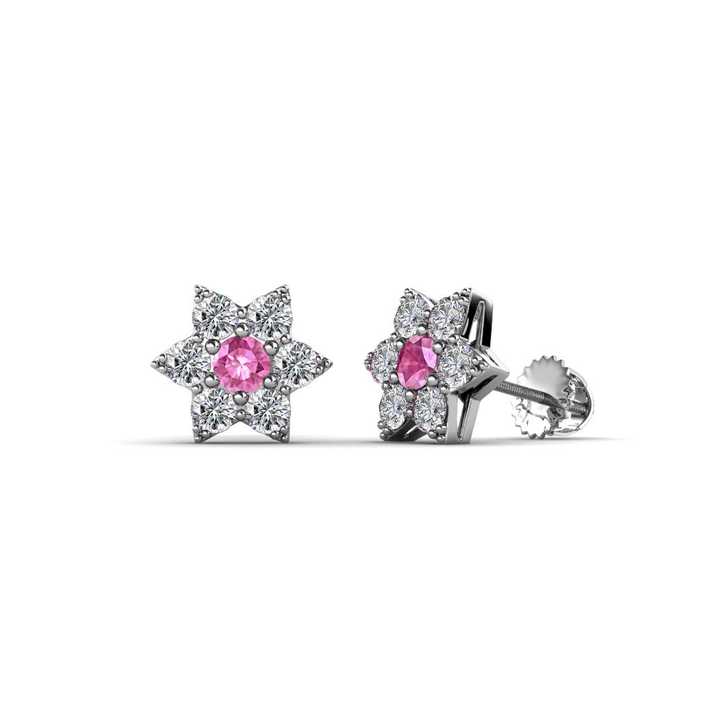 Amora Pink Sapphire and Diamond Flower Earrings 