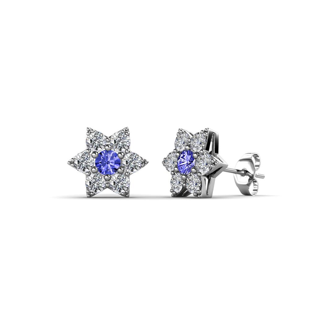 Amora Tanzanite and Diamond Flower Earrings 