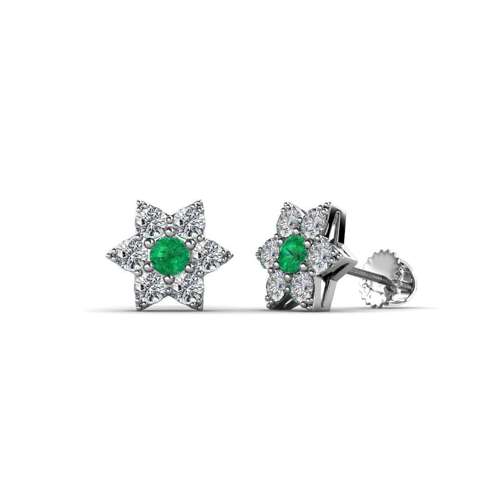Amora Emerald and Diamond Flower Earrings 