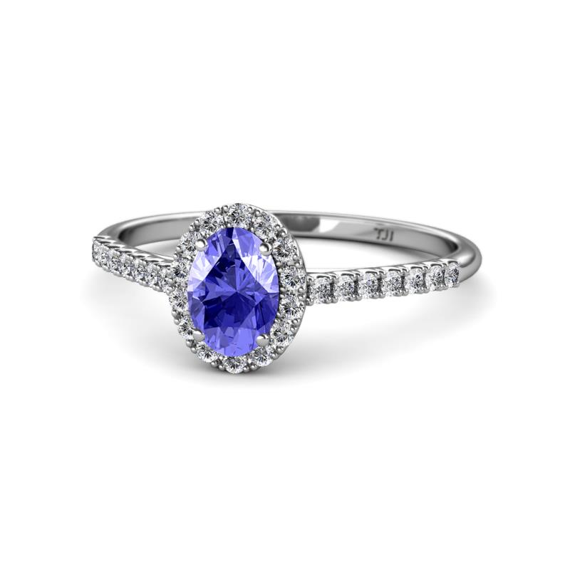 Marnie Desire Oval Cut Tanzanite and Diamond Halo Engagement Ring 