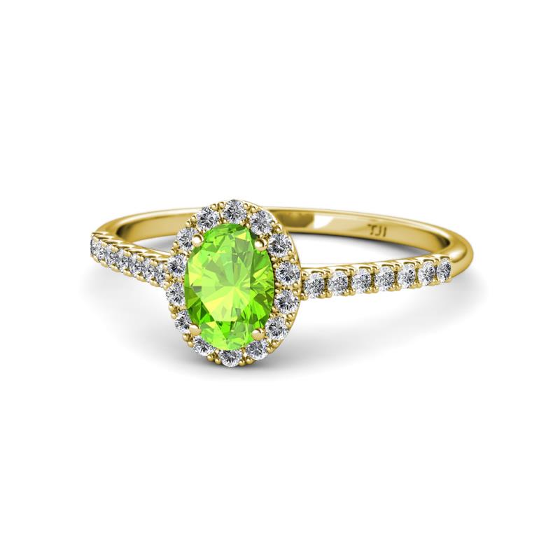 Marnie Desire Oval Cut Peridot and Diamond Halo Engagement Ring 