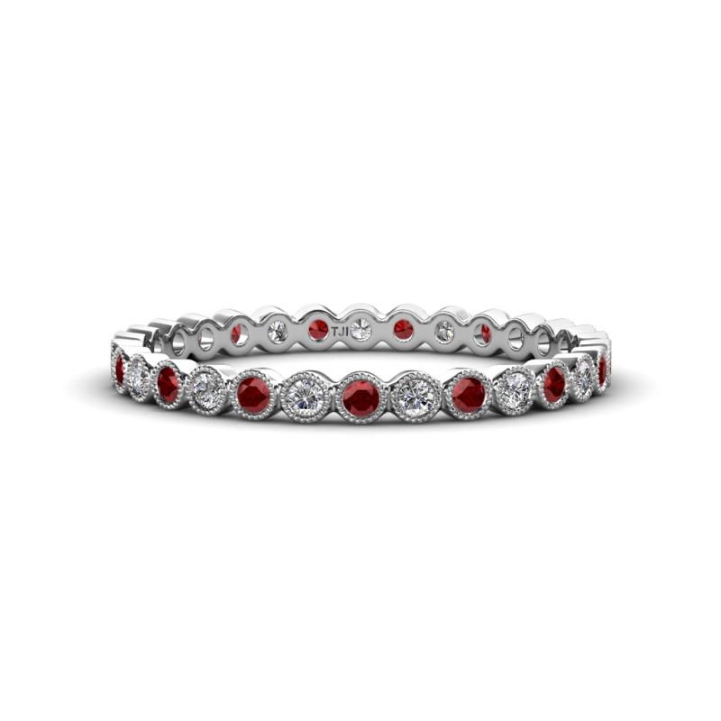 Arria 2.00 mm Red Garnet and Diamond Eternity Band 