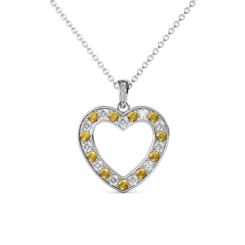 Naomi Citrine and Diamond Heart Pendant 