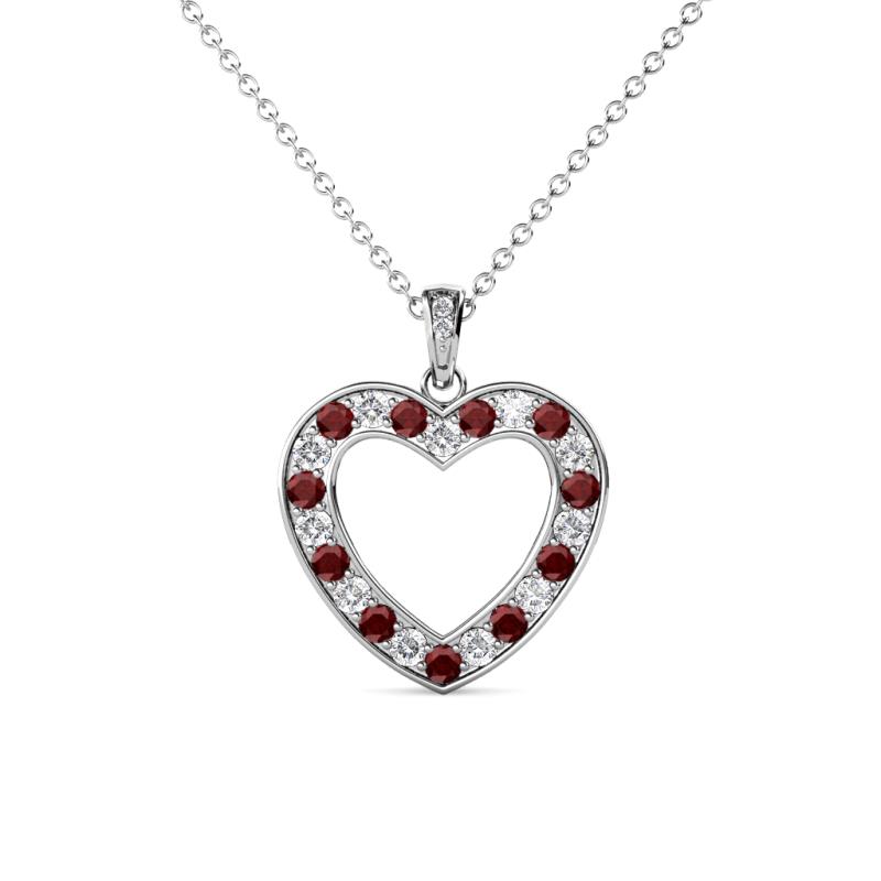 Naomi Red Garnet and Diamond Heart Pendant 