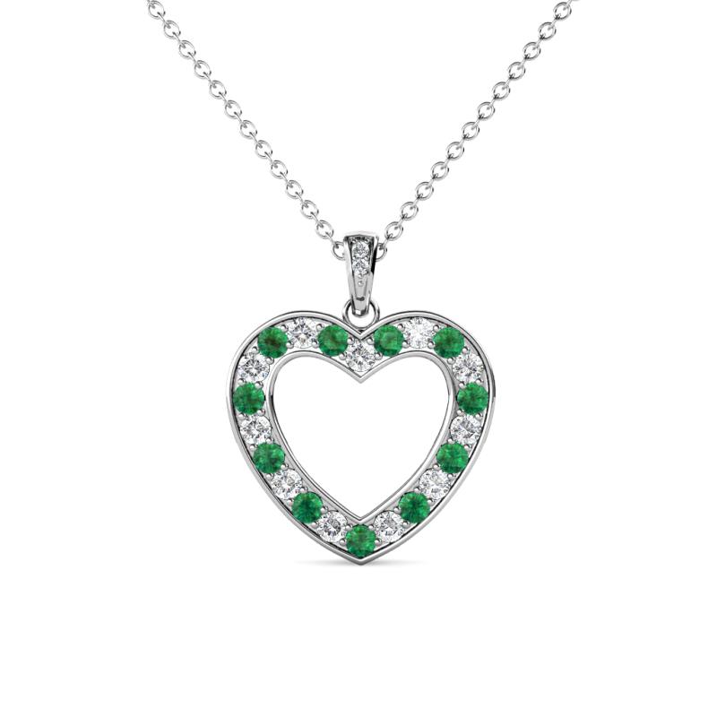 Naomi Emerald and Diamond Heart Pendant 