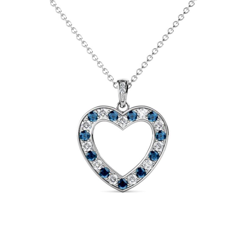 Naomi Blue and White Diamond Heart Pendant 