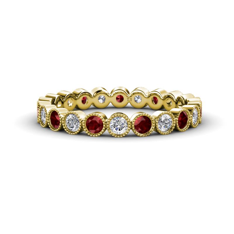 Arria 2.70 mm Red Garnet and Diamond Eternity Band 
