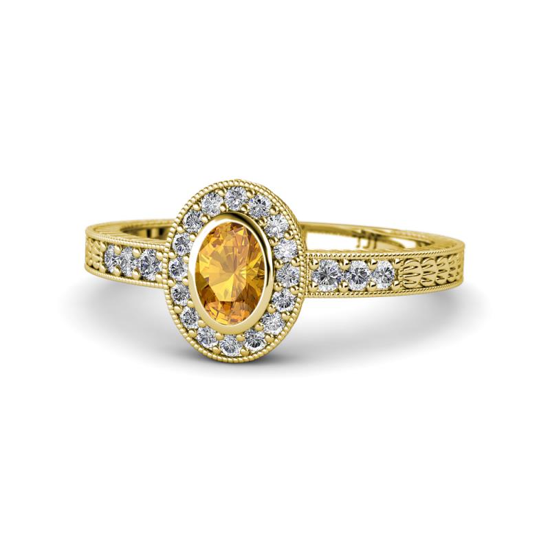 Annabel Desire Oval Cut Citrine and Diamond Halo Engagement Ring 