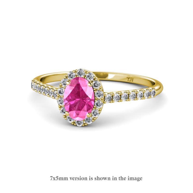 Marnie Desire Oval Cut Pink Sapphire and Diamond Halo Engagement Ring 