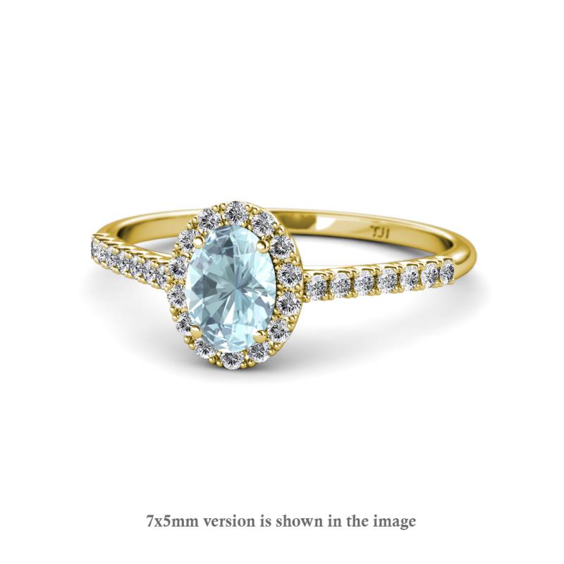 Marnie Desire Oval Cut Aquamarine and Diamond Halo Engagement Ring 