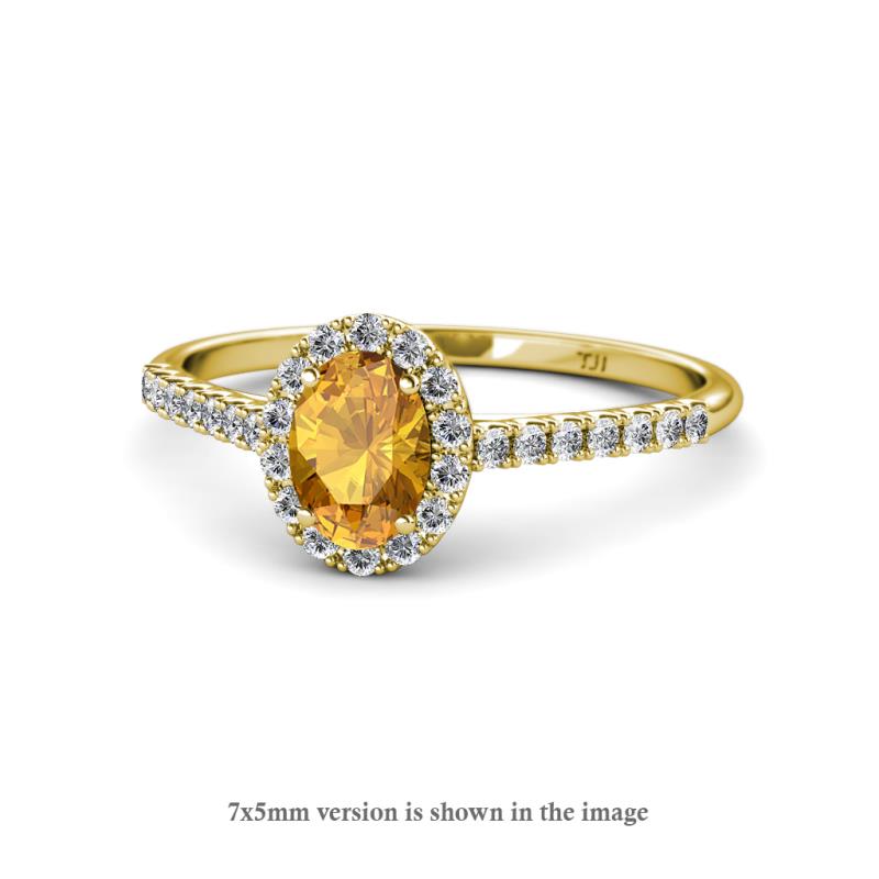 Marnie Desire Oval Cut Citrine and Diamond Halo Engagement Ring 