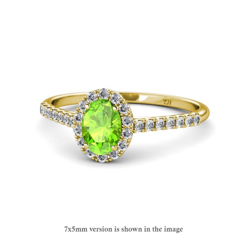 Marnie Desire Oval Cut Peridot and Diamond Halo Engagement Ring 