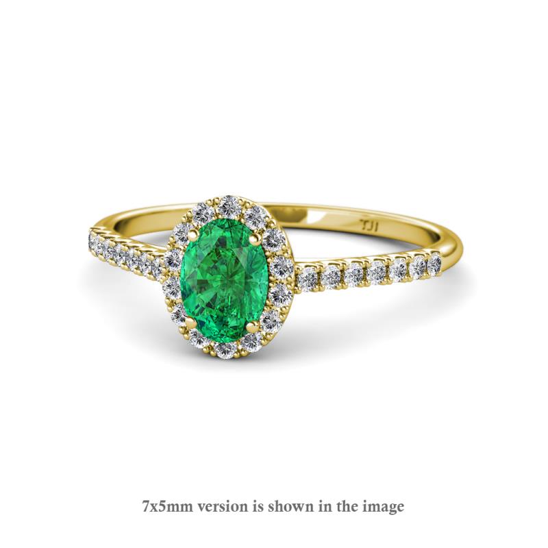 Marnie Desire Oval Cut Emerald and Diamond Halo Engagement Ring 