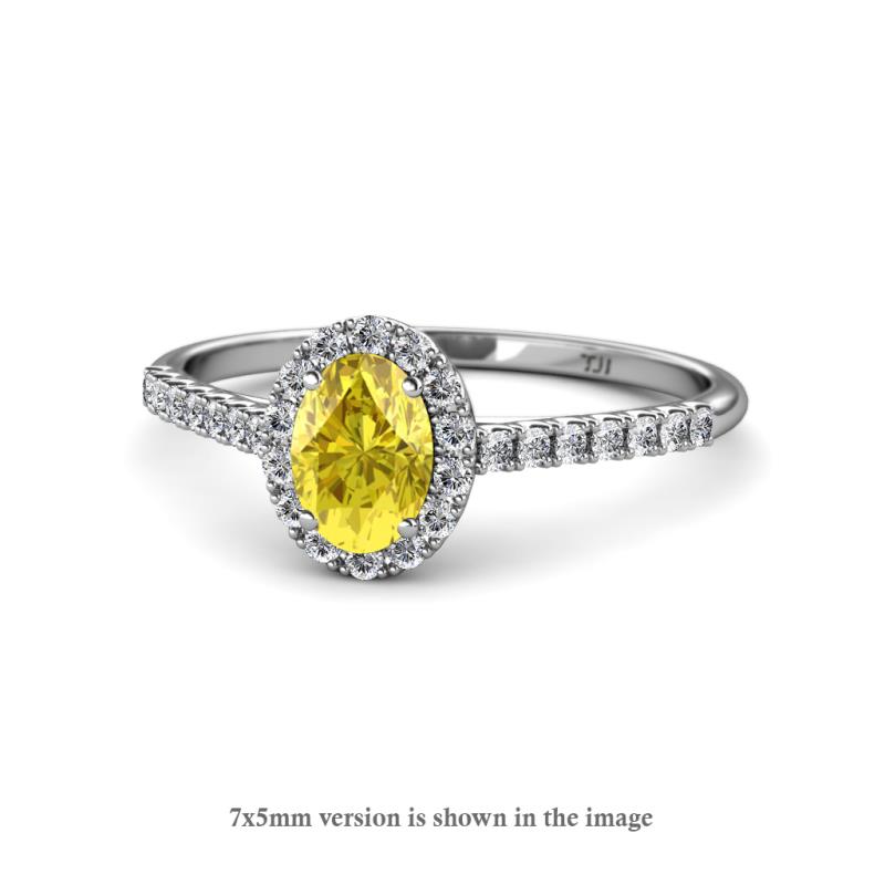 Marnie Desire Oval Cut Yellow Sapphire and Diamond Halo Engagement Ring 