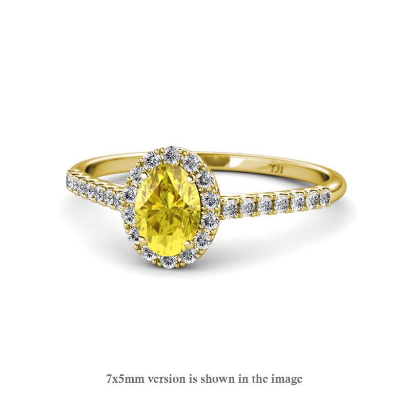 Marnie Desire Oval Cut Yellow Sapphire and Diamond Halo Engagement Ring 