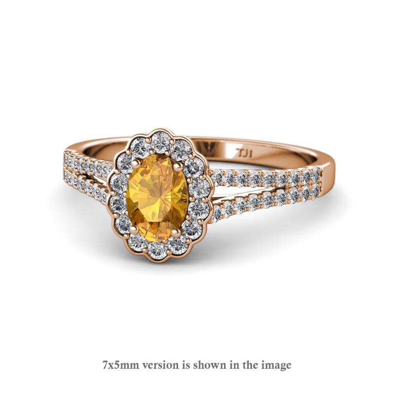 Raisa Desire Oval Shape Citrine and Round Diamond Halo Engagement Ring 