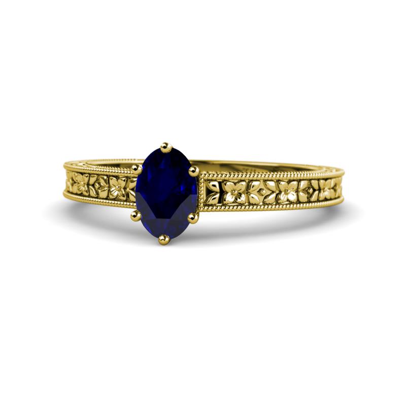 Florian Classic 7x5 mm Oval Cut Blue Sapphire Solitaire Engagement Ring 