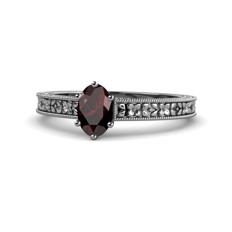Florian Classic 7x5 mm Oval Cut Red Garnet Solitaire Engagement Ring 