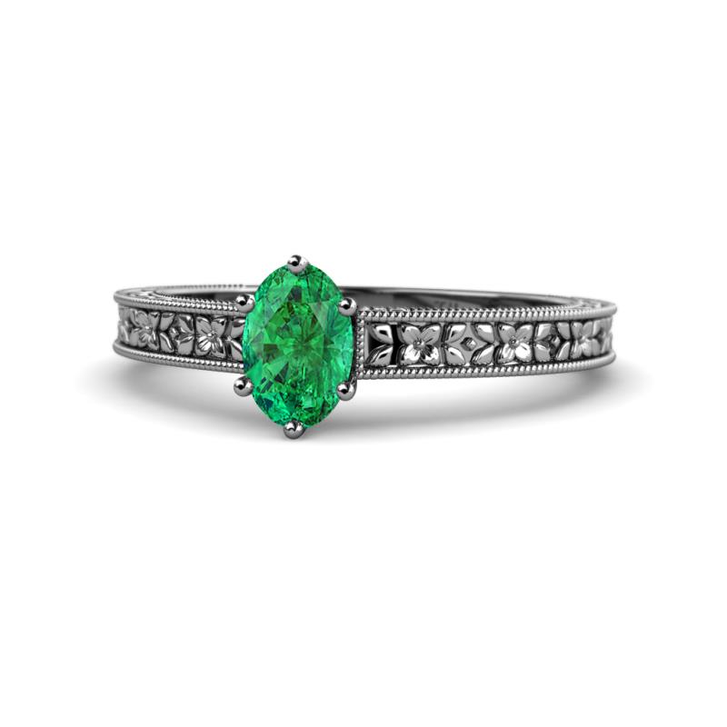 Florian Classic 7x5 mm Oval Cut Emerald Solitaire Engagement Ring 