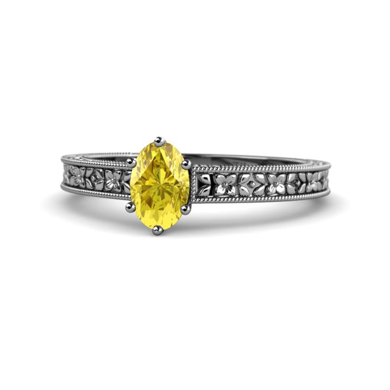 Florian Classic 7x5 mm Oval Cut Yellow Sapphire Solitaire Engagement Ring 
