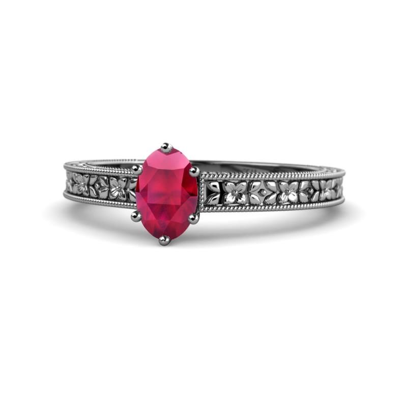 Florian Classic 7x5 mm Oval Cut Ruby Solitaire Engagement Ring 