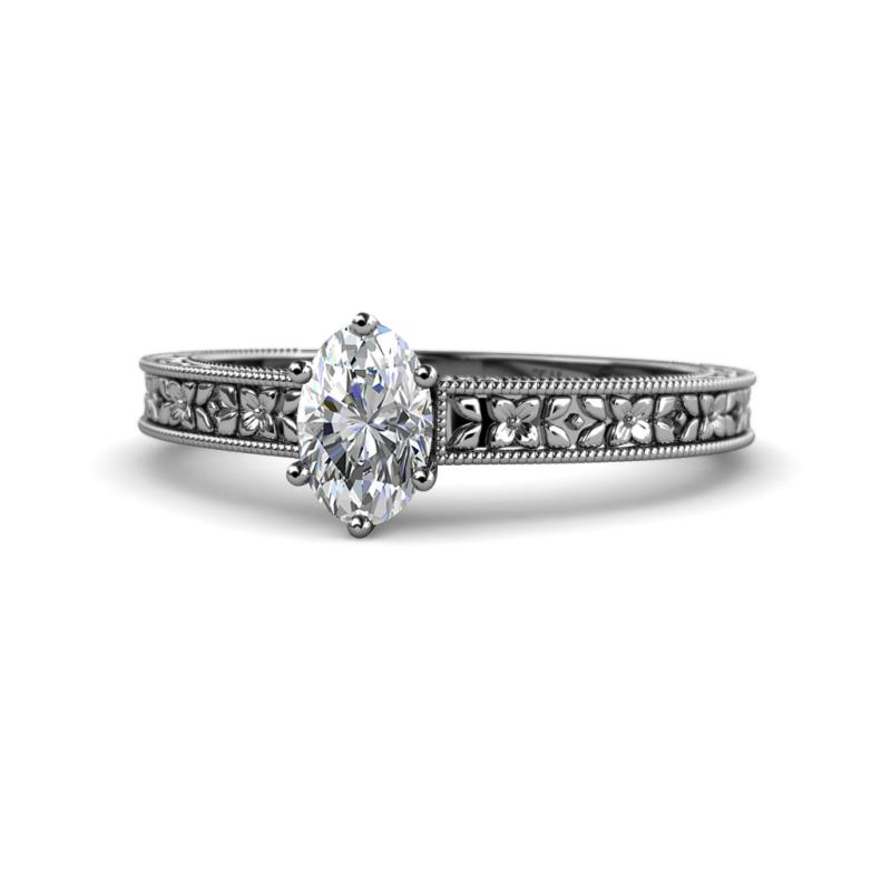 Florian Classic GIA Certified 7x5 mm Oval Cut Diamond Solitaire Engagement Ring 