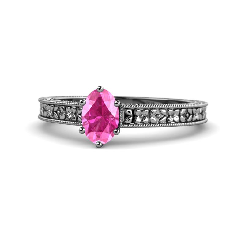 Florian Classic 7x5 mm Oval Cut Pink Sapphire Solitaire Engagement Ring 