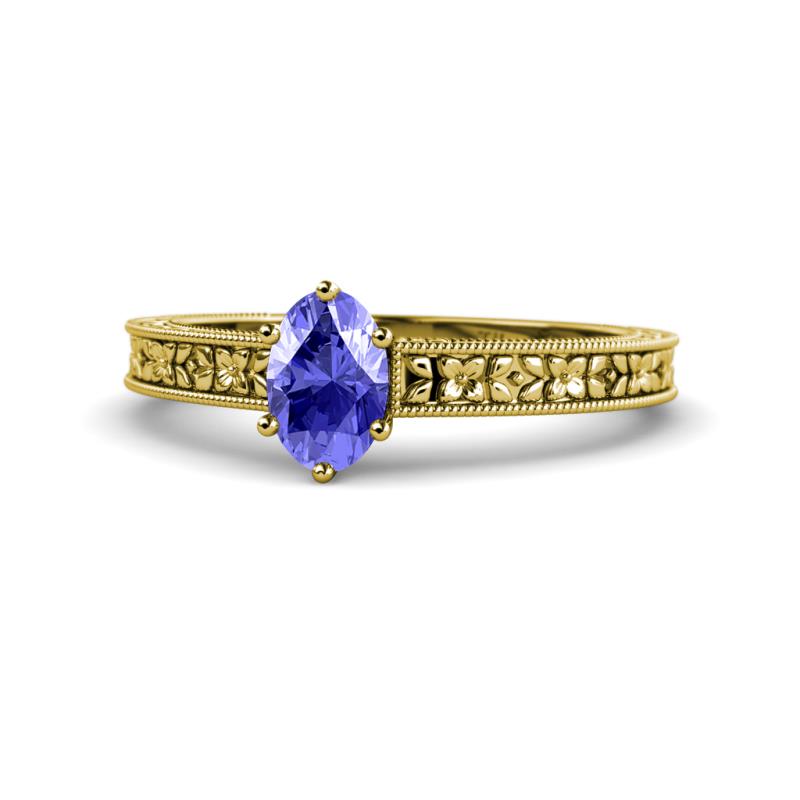 Florian Classic 7x5 mm Oval Cut Tanzanite Solitaire Engagement Ring 