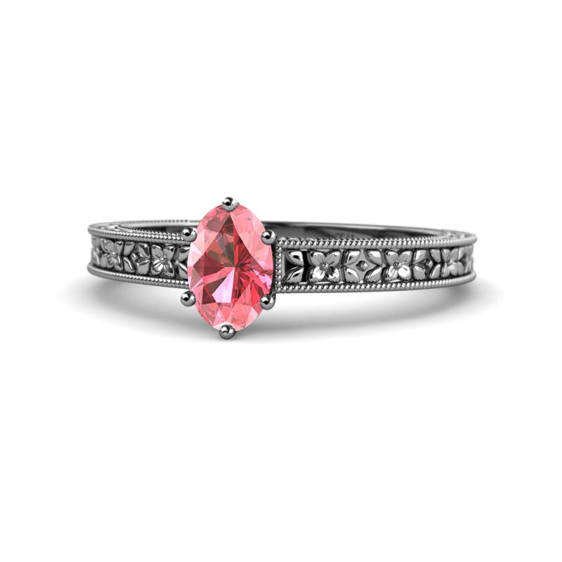 Florian Classic 7x5 mm Oval Cut Pink Tourmaline Solitaire Engagement Ring 