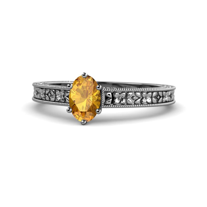 Florian Classic 7x5 mm Oval Cut Citrine Solitaire Engagement Ring 