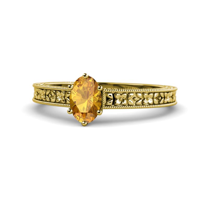 Florian Classic 7x5 mm Oval Cut Citrine Solitaire Engagement Ring 
