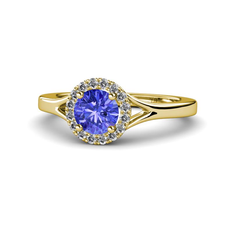 Lyneth Desire Tanzanite and Diamond Halo Engagement Ring 