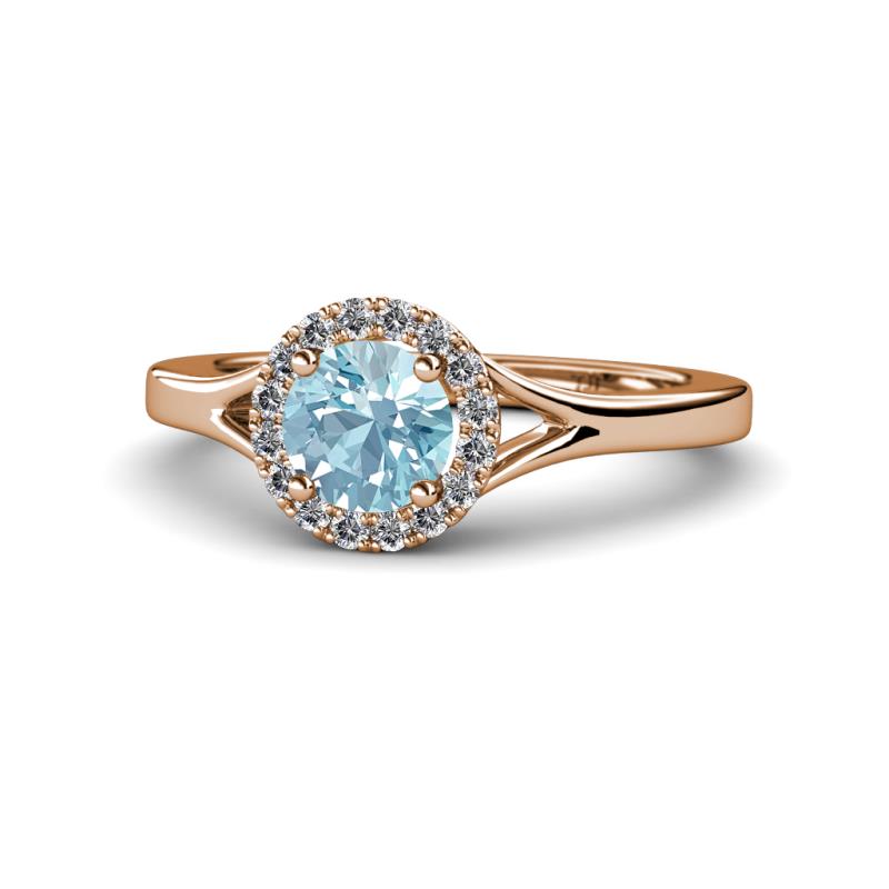 Lyneth Desire Aquamarine and Diamond Halo Engagement Ring 