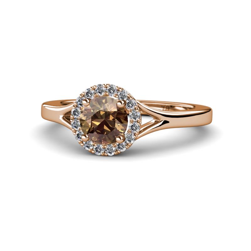 Lyneth Desire Smoky Quartz and Diamond Halo Engagement Ring 