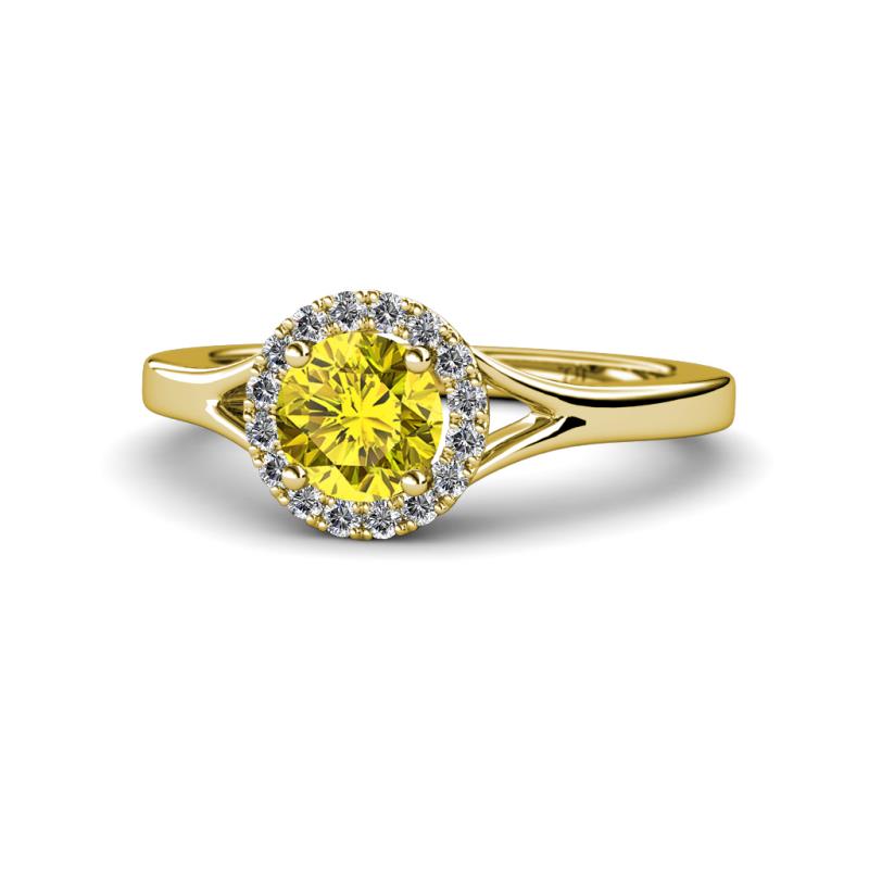 Lyneth Desire Yellow and White Diamond Halo Engagement Ring 