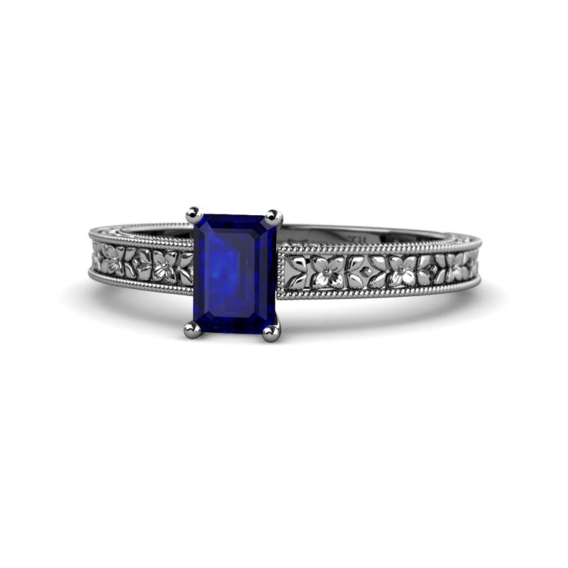 Florian Classic 7x5 mm Emerald Shape Blue Sapphire Solitaire Engagement Ring 