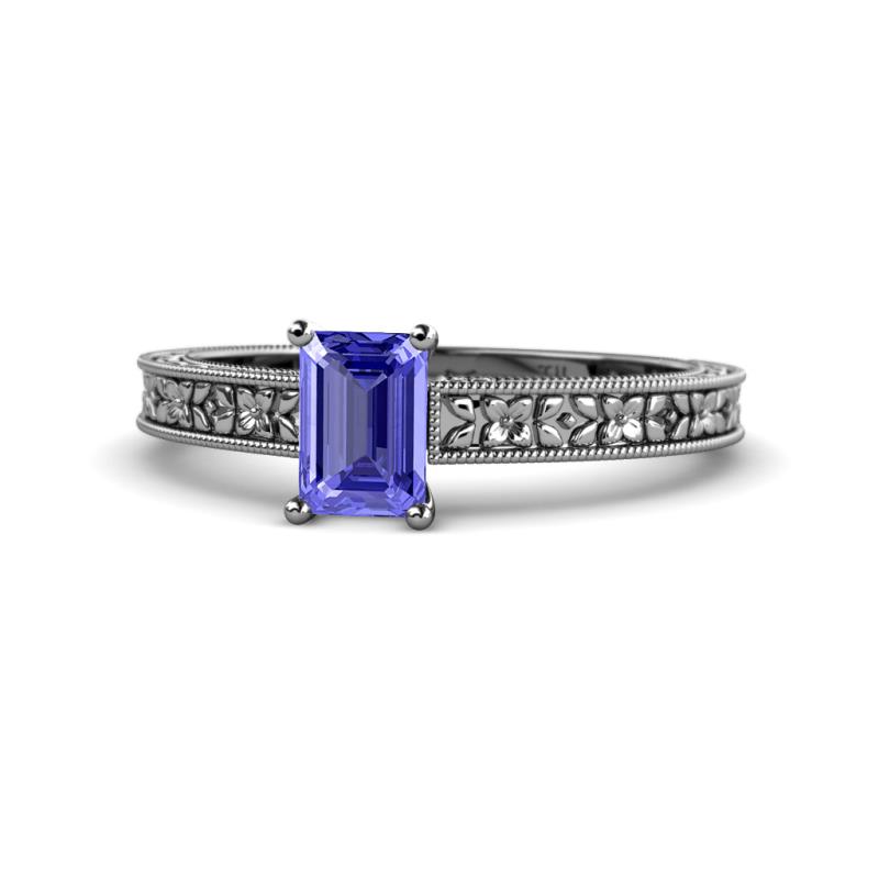 Florian Classic 7x5 mm Emerald Shape Tanzanite Solitaire Engagement Ring 