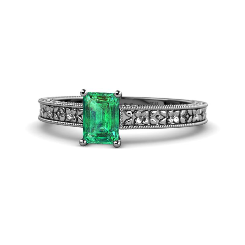 Florian Classic 7x5 mm Emerald Shape Emerald Solitaire Engagement Ring 