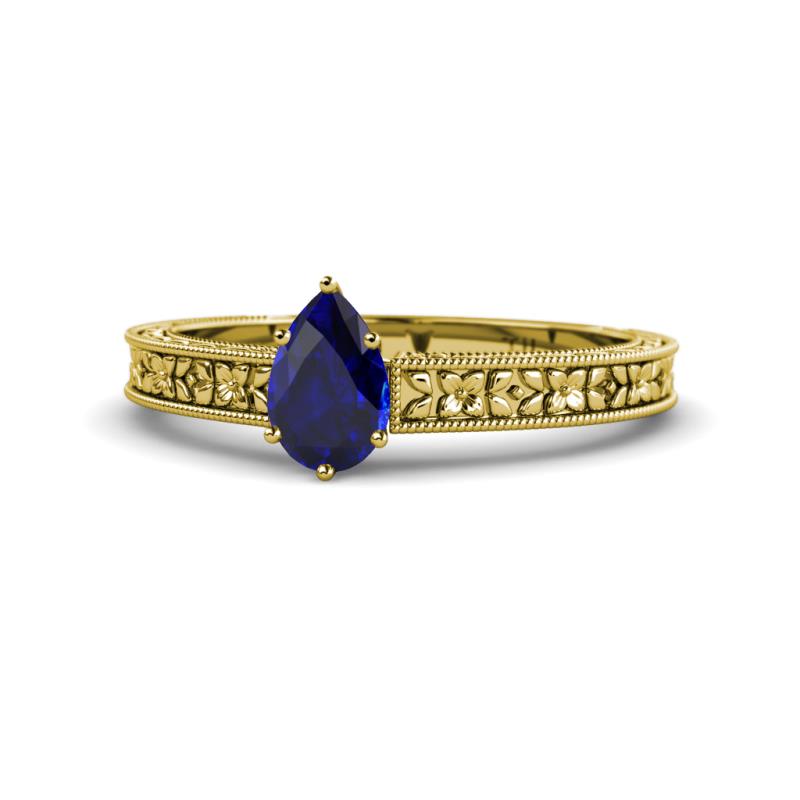 Florian Classic 7x5 mm Pear Cut Blue Sapphire Solitaire Engagement Ring 